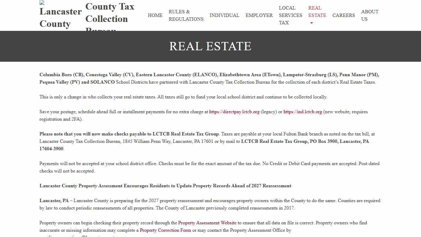 Real Estate – Lancaster County Tax Collection Bureau
